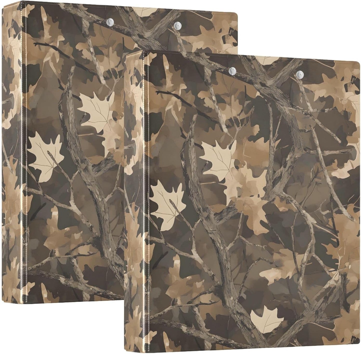 ALAZA Brown Forest Camo Camouflage 3 Ring Binder 1.5 Inch Three Ring Office Binders w/clipboard & 3 Pockets, Hold 200 Sheets, 1 pc