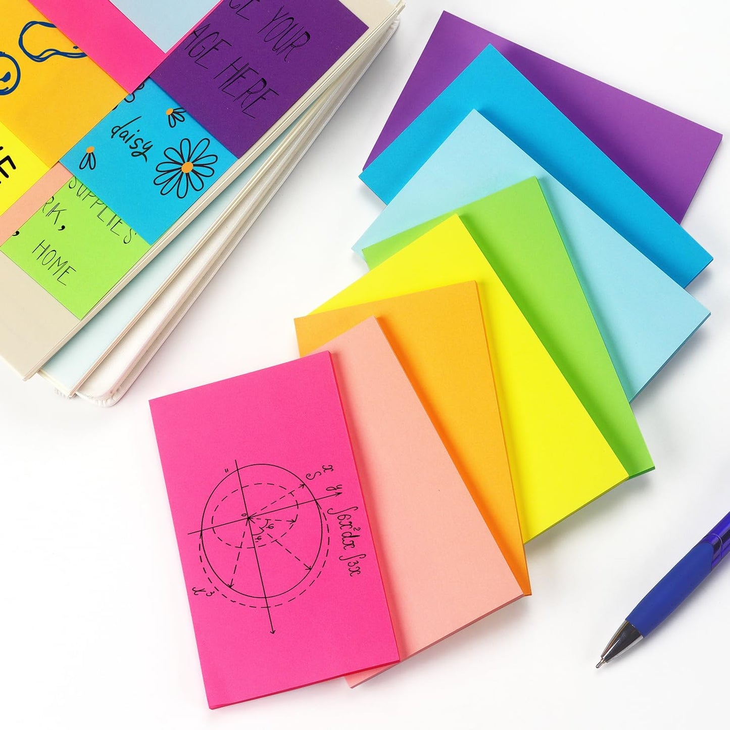 Winner Aura Sticky Notes 3x5 inch Bright Colors Self-Stick Pads 8 Packs 400 Sheets