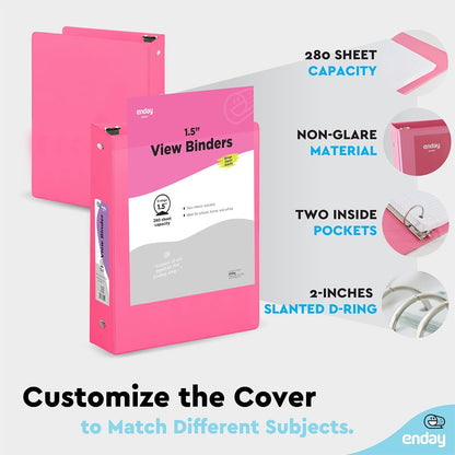 Enday 1 Inch Binder (6 Pack - Grey) 3 Ring Binder 1 inch with Clear View Cover and 2 Inside Pocket - for Letter Size 8.5 x 11'' Paper, Ideal for School Supplies, Office, and Home