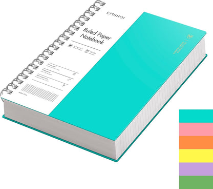 EMSHOI A5 Spiral Notebook College Ruled Lined Journal, Small 5.7" X 8.22", 300 Pages/150 Sheets, 100gsm Thick Paper, Waterproof Hardcover, for Office School Women Men Work Writing Notes, Blue
