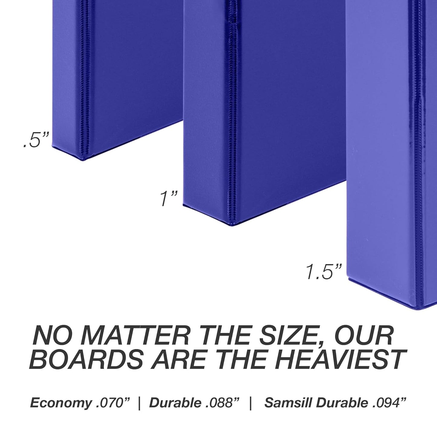 Samsill Durable 0.5 Inch Binder, D Ring Binder, Customizable Clear View Cover, Blue, Holds 125 Pages