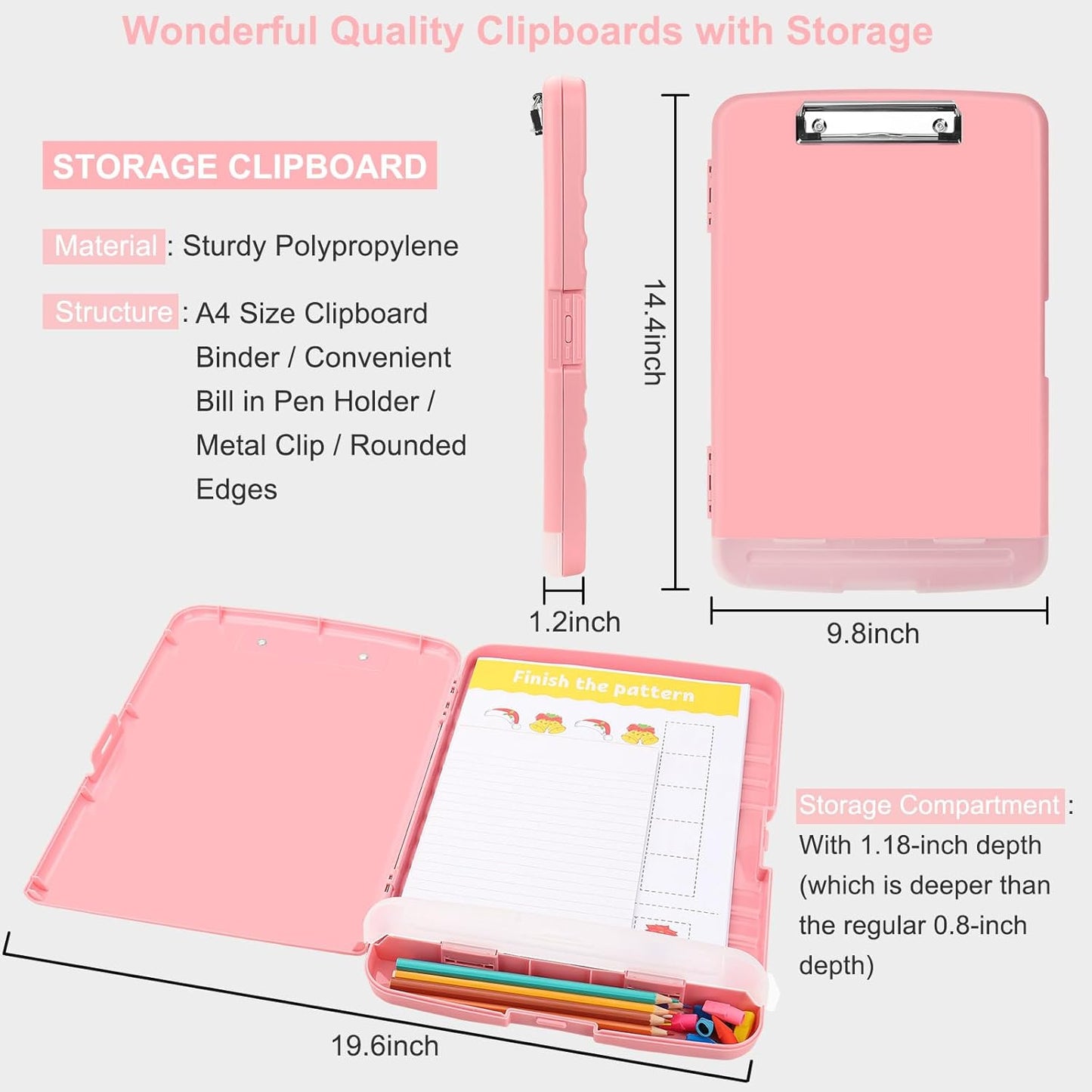 SFLHHDM Purple Clipboard, Clip Boards 8.5x11, Teacher Clipboards with Storage, Plastic Clipboard with Pen Holder, Clipboards Storage for Women Teachers Work, School & Office Supplies