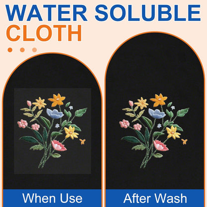 FURWEY 12PCS 8.5"x11" Wash Away Embroidery Stabilizer – Self Adhesive & Printable, Water Soluble Paper for Hand and Machine Use