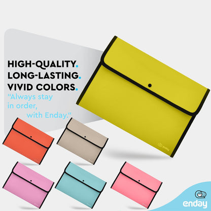 Square Flap Document Holder Blue, Expanding File Folder, A4 Letter Size Reusable Filling Envelopes, Snap Closure Wallet File Pouch Also Available in Pink, Purple, Green, Red, Grey, 1 Pc– By Enday