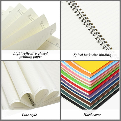 Leelosp 12 Pack Small Spiral Notebook Lined Spiral Journal College Ruled Notebook Wire Bound Kraft Cover, 120 Pages for Work (Multicolor,5.5 x 8.3 Inch)