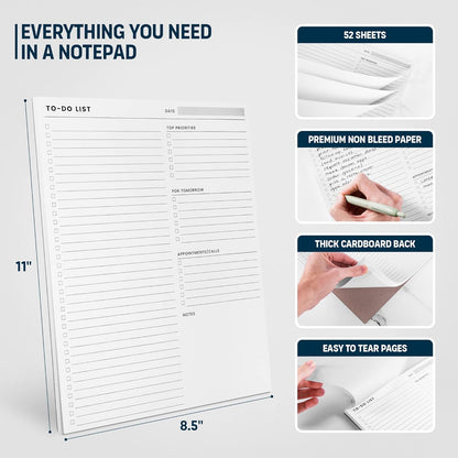 To Do List Notepad: With Multiple Functional Sections - 6.5 x 9.8" 60 Sheets - Spiral Daily Planner Notebook - Task CheckList Organizer Agenda Pad for Work - Note & Todo List Organization Notebooks