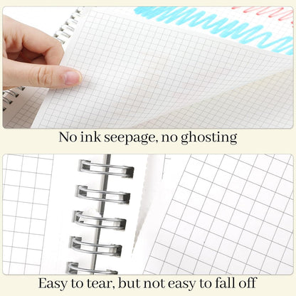BESARME 2PCS 80 Sheets Large Graph Paper Spiral Notebook 8.5" × 11", A4 Graph Paper Notebook College Ruled Spiral Notebooks for School Office