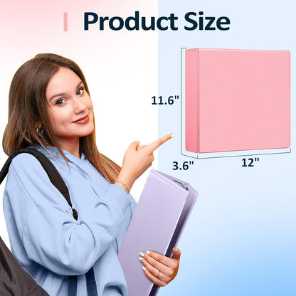 Sooez BinderX Extra Durable 3 Inch 3 Ring Binder, D-Ring Large Binders, Holds 670 Sheets of 8.5x11 Paper, Customizable View Cover with Inside Pockets, Heavy Duty 3 Ring Binder for School, Grey Blue