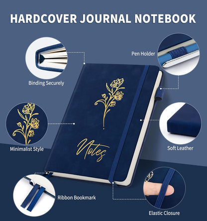 Lined Journal Notebook for Women Men, A5 Hardcover Leather Journals for Writing, 200 Pages Thick Paper, Daily Journal Notebook for Work, School, Note Taking, Business, Travel, College Ruled