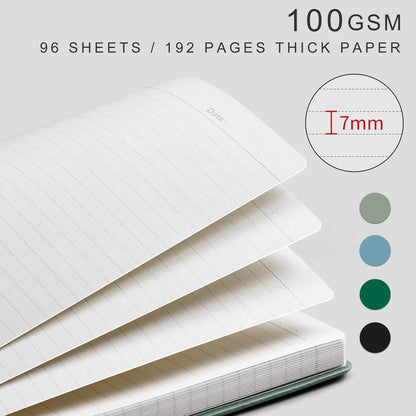 EMSHOI A4 College Ruled Notebook, Large 8.3" x 11.7", 192 Pages 100GSM Ink-Proof Faux Leather Hardcover Lay-Flat Lined Journal for Office School Work Writing, Black