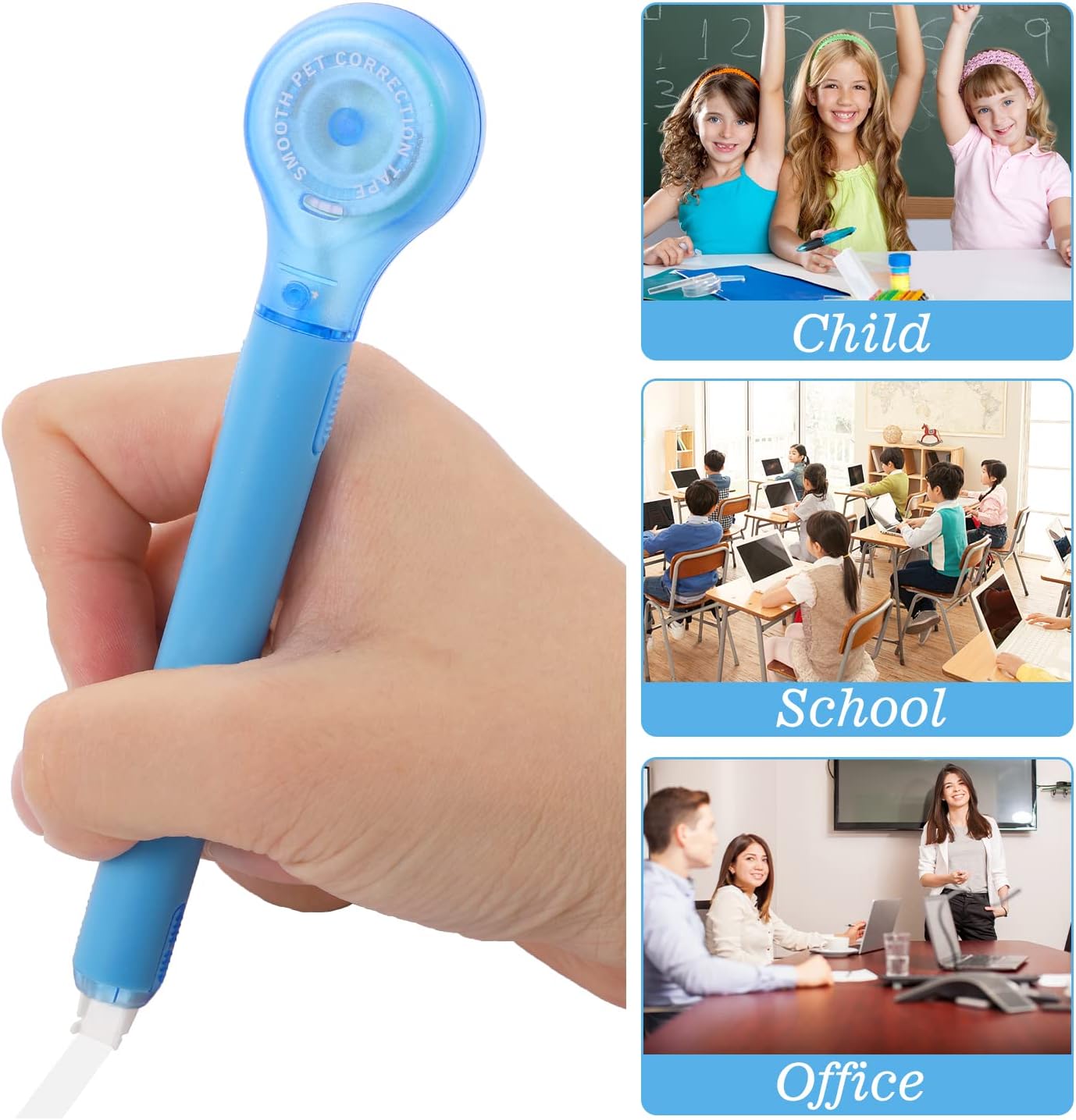 BESARME 6 Pieces Correction Tape Pen, Push Pull Protective, Easy to Use Applicator for Instant School Office Supplies, 1/5 X 236 Inch