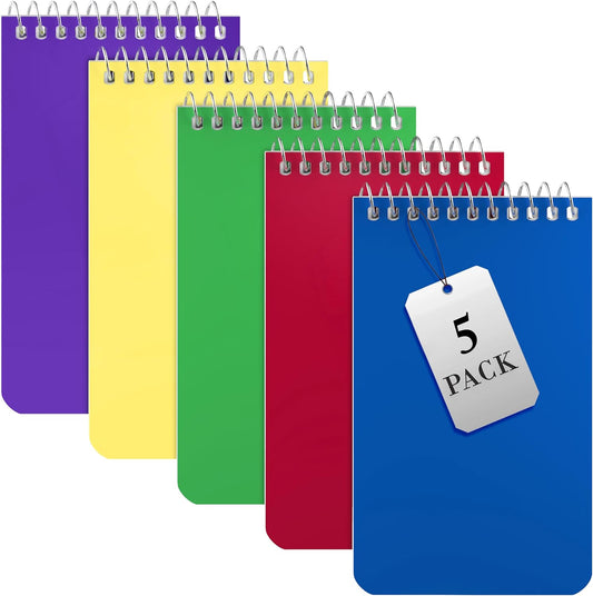 Alitte Small Notebooks, Spiral Notepads 3x5 - (Bulk Pack of 25) Pocket Notebook, Memo Pads For Home, Office, College, School - Lined College Ruled Paper - 5 Colored Notebooks, 75 Sheets Per Notebook