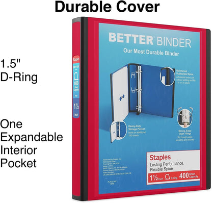 Staples Better Binder 2-Inch D-Ring View Binder, Reinforced Spine, Holds Up to 540 Sheets, Teal, for Office & School