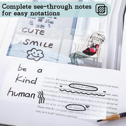 Transparent Sticky Notes - Pastel Color Clear Sticky Notes, 3x3 inch, Waterproof, 300 Sheets for College, School & Office