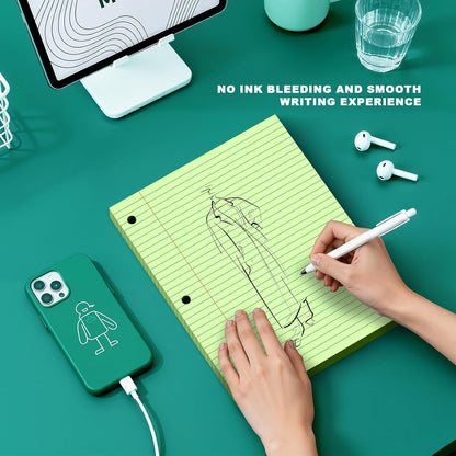 Note Pads 8 X 10.5 Loose Leaf Paper, 120Sheets, 3 Hole Punched Lined Paper, College Ruled 8 X 10.5 Notebooks, 10-1/2" X 8 Binder Writing Pads, Filler Paper For Engineering, Office, School Supplies
