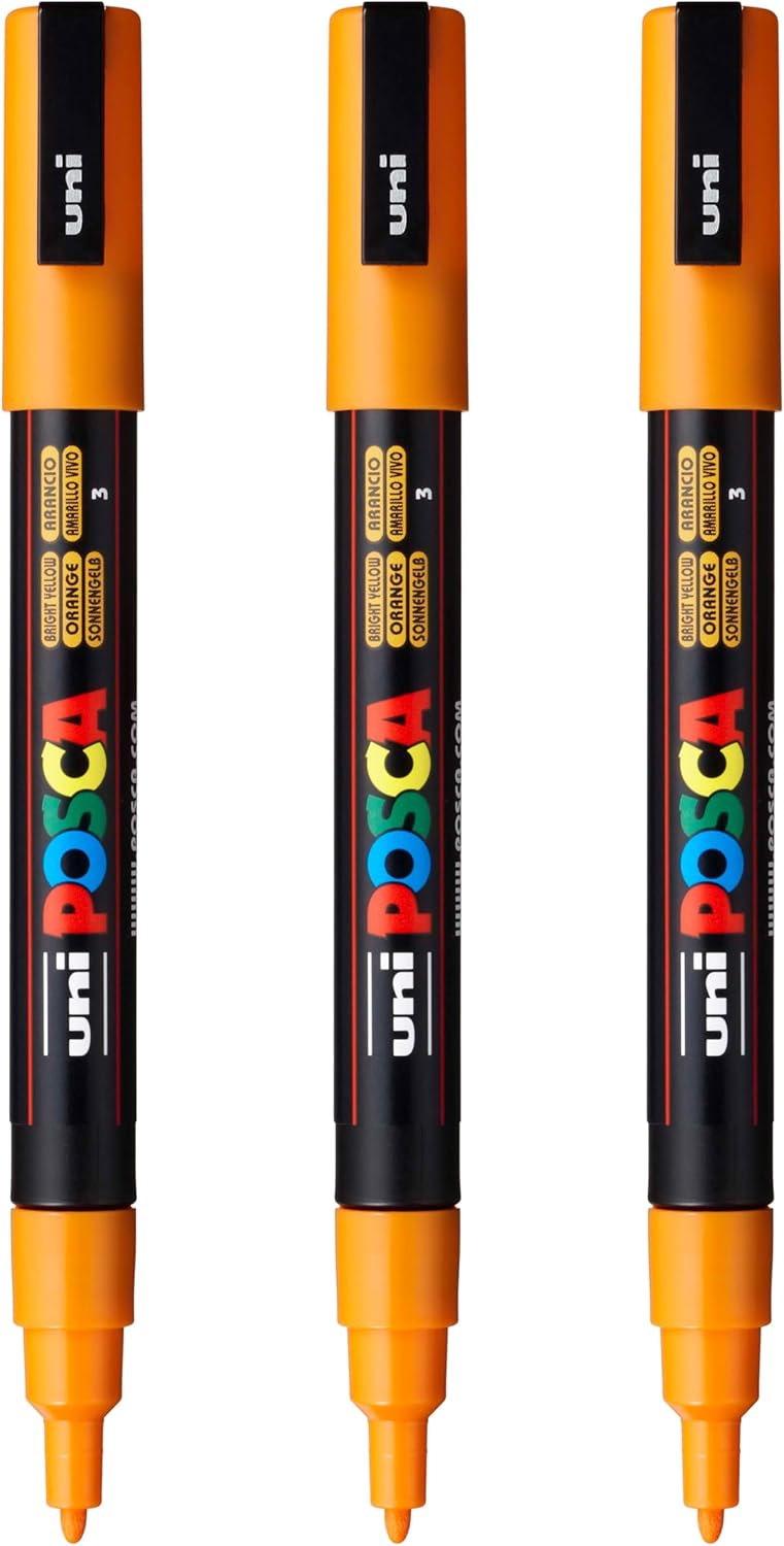 posca PC-3M Water-Based Paint Markers, Reversible Fine Tip (0.9-1.3mm), Pink, 3 Count