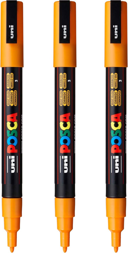 posca PC-3M Water-Based Paint Markers, Reversible Fine Tip (0.9-1.3mm), Pink, 3 Count