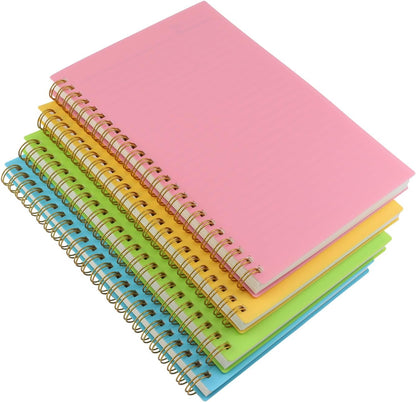Spiral Notebook Journal,5.5" x 8.5" Plastic Hardcover College Ruled Notebook with 4 Colors,80 Sheets / 160 Pages Per Journal for Work,Study and Notes (light green,light blue,yellow,pink).