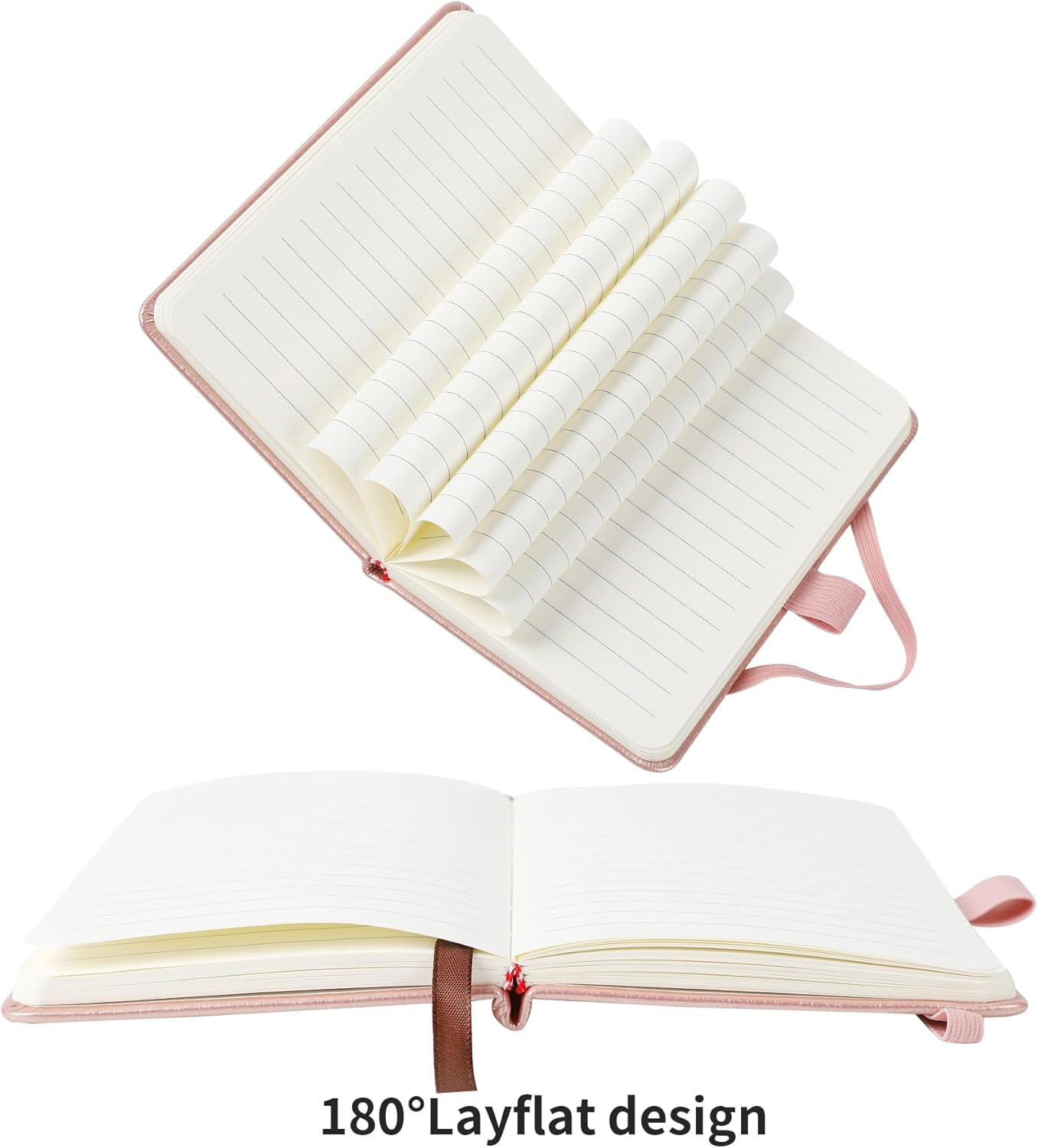 2Pack Pocket Notebook Small Notebook Journal Notebook 4 inches x 5.7 inches 200 Pages Leather Cover With Pen Holder Page Marker Ribbons(Black)