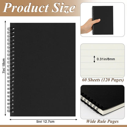 Leelosp 12 Pack Small Spiral Notebook Lined Spiral Journal College Ruled Notebook Wire Bound Kraft Cover, 120 Pages for Work (Multicolor,5.5 x 8.3 Inch)