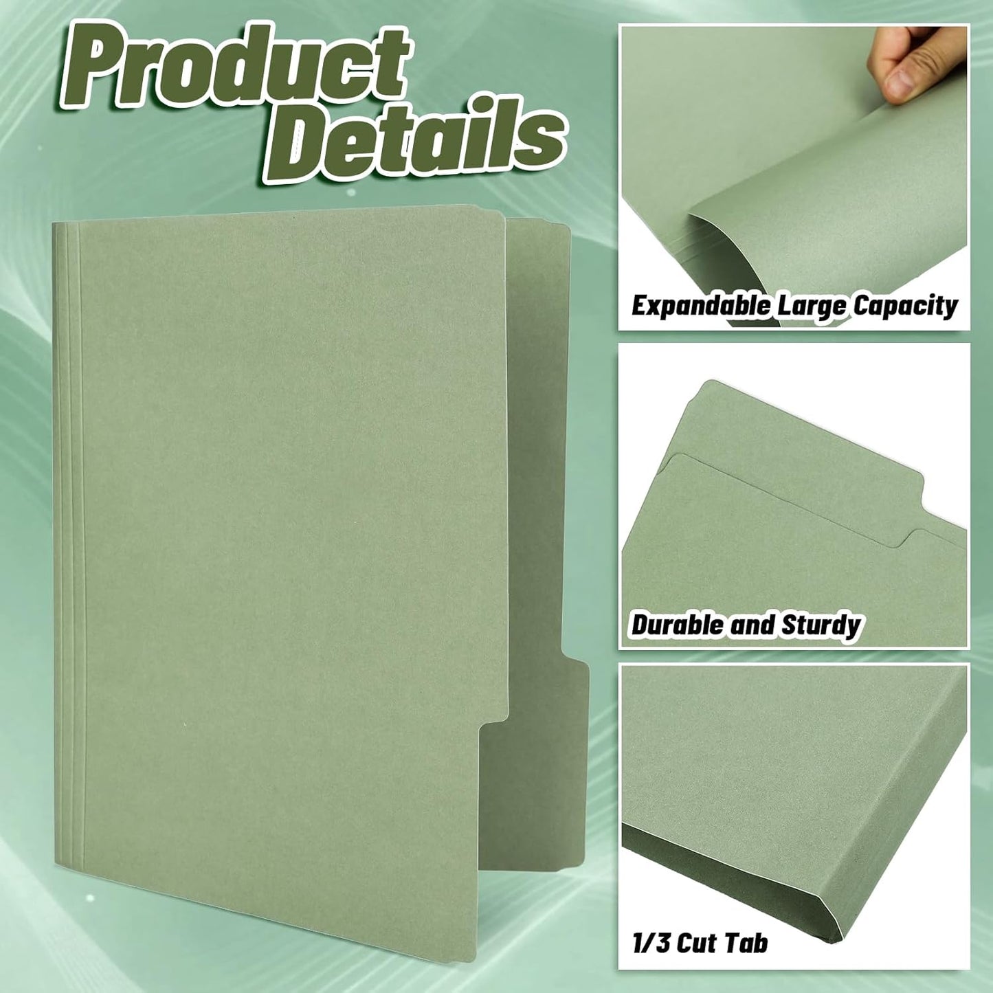 Whaline 24 Pack Dusty Blue File Folders Letter Size Gradient Blue File Pockets with 1/3 Cut Tab 8.9 x 11.6 Inch 4 Colors Documents Folders for Home Office Classroom Supplies