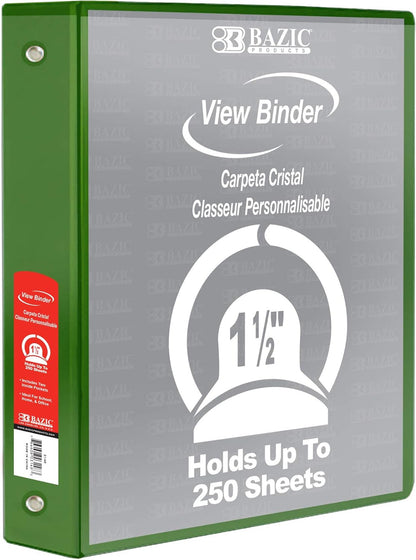 BAZIC Products 3 Ring Binder - Burgundy, Economy View Binder with Clear Overlay Cover and Round Rings, Organizer for School Office Home Use, 1.5-inch Capacity Holds 280 Sheets Paper, 1-Pack