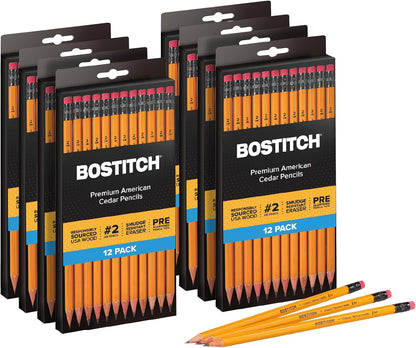 Bostitch Office Premium #2 Pencils, American Cedar Wood, Pre-Sharpened, HB Graphite, 12-Pack