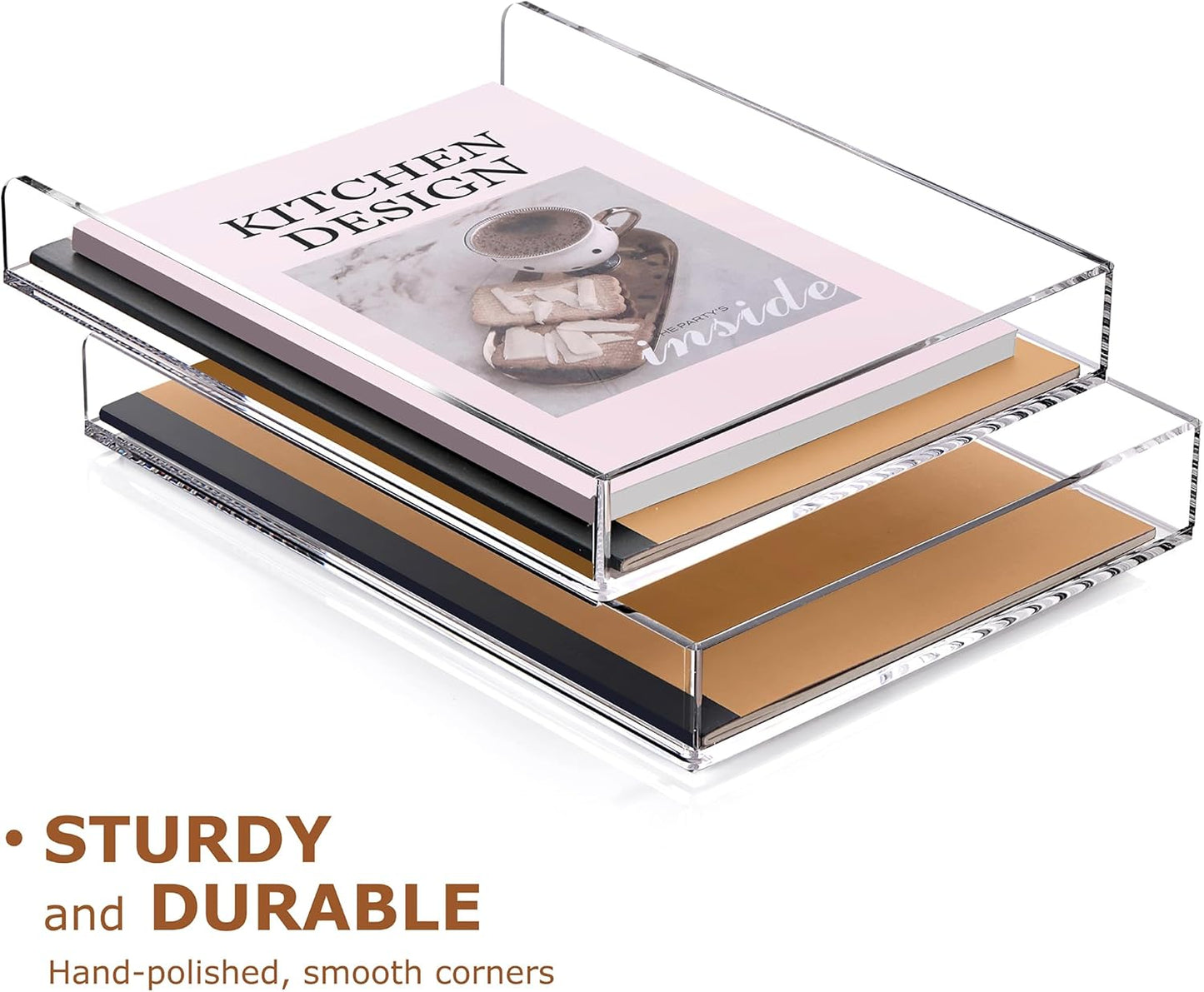 2 Pack- Stackable Paper Letter Tray, A4 File Tray Desk Organizer, Acrylic Desk Organizers and Accessories Sorter, Clear Workspace Office Supplies Organizers, 12.4inx8.86inx3.46in