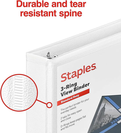Staples Standard 2-Inch 3-Ring View Binder, Holds Up to 450 Sheets, Orange, Durable Binder for Office & School