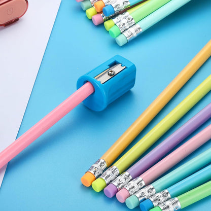 PATIKIL Round Pencils, 24 Pack HB Graphite Pencils with Eraser Wood Pencils Cute Pencil for Classroom Teacher Office Supplies, Pink