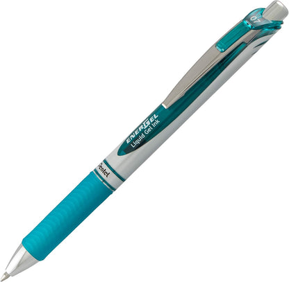 Pentel EnerGel RTX Retractable Liquid Gel Pen, (0.7mm) Medium Line, Metal Tip, Black Ink, Box of 12 (BL77-A)