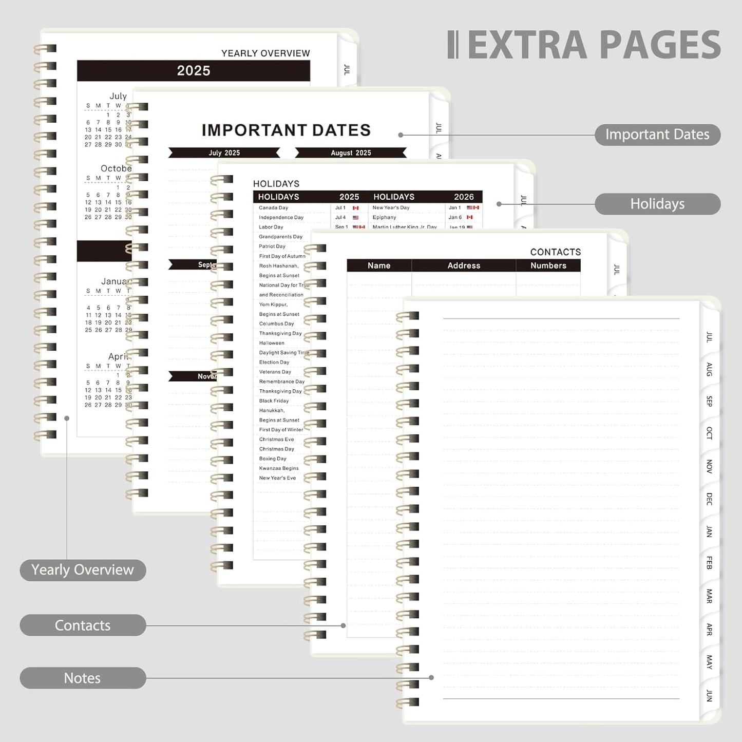 Planner 2026-2027, Weekly and Monthly Academic Year Calendar Planner, July 2026 - June 2027, Daily Agenda Book for Office School Supplies, A5(6.3'' x 8.5'')