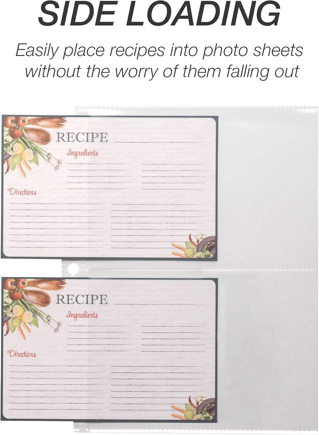 Samsill 8 Tab Recipe Dividers, Recipe Sleeves, Sheet Protector Dividers, with Tab Inserts, Clear, Super Heavyweight, Top Loading, 3 Hole Punched for Standard Letter Size Binders, Archival Safe