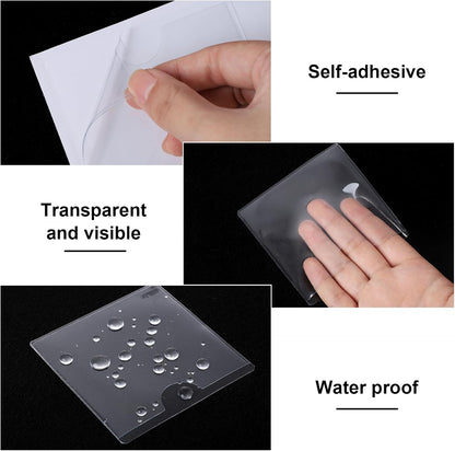36 Pack 3" x 5" Index Card Holder Adhesive Plastic Label Holders Clear Tote Bag Labels Stickers for Organizing Storage Bins Library Card Shelves