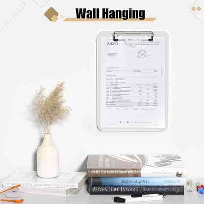 Hongri Plastic Clipboard, White 8.5x11" Clipboard, A4 Letter Size Clipboards for Nurses, Students, Office and Women, Clipboard with Pen Holder and Low Profile Clip, Size 12.5 x 9 Inch(White)