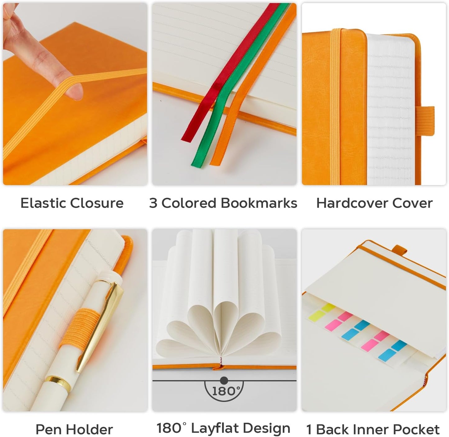 Hardcover Lined Notebook Journal for Writing, 320 Pages Leather Thick College Ruled Notebook Journal with 100GSM Paper, A5 (5.7'' X 8.4'') Daily Journal for Women Men Work Organization, Black