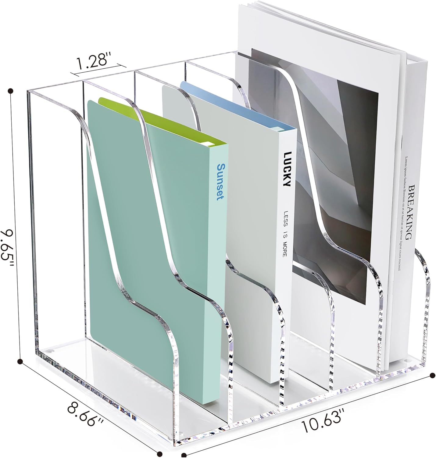 SANRUI 2-Pack Acrylic Magazine File Holder Desk Organizer Magazine Rack, Clear, Vertical File Sorter Holders, 9.45" D x 3.54" W x 10.24" H