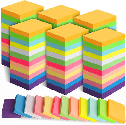 100 Pack Sticky Notes Bulk 3 x 3 in Self-Stick Note Pads Colorful Posted Note in 20 Colors Adhesive Paper Memo 50 Sheets/Pad Easy to Post for Office Home School Meetings Notebook Wall Door Window