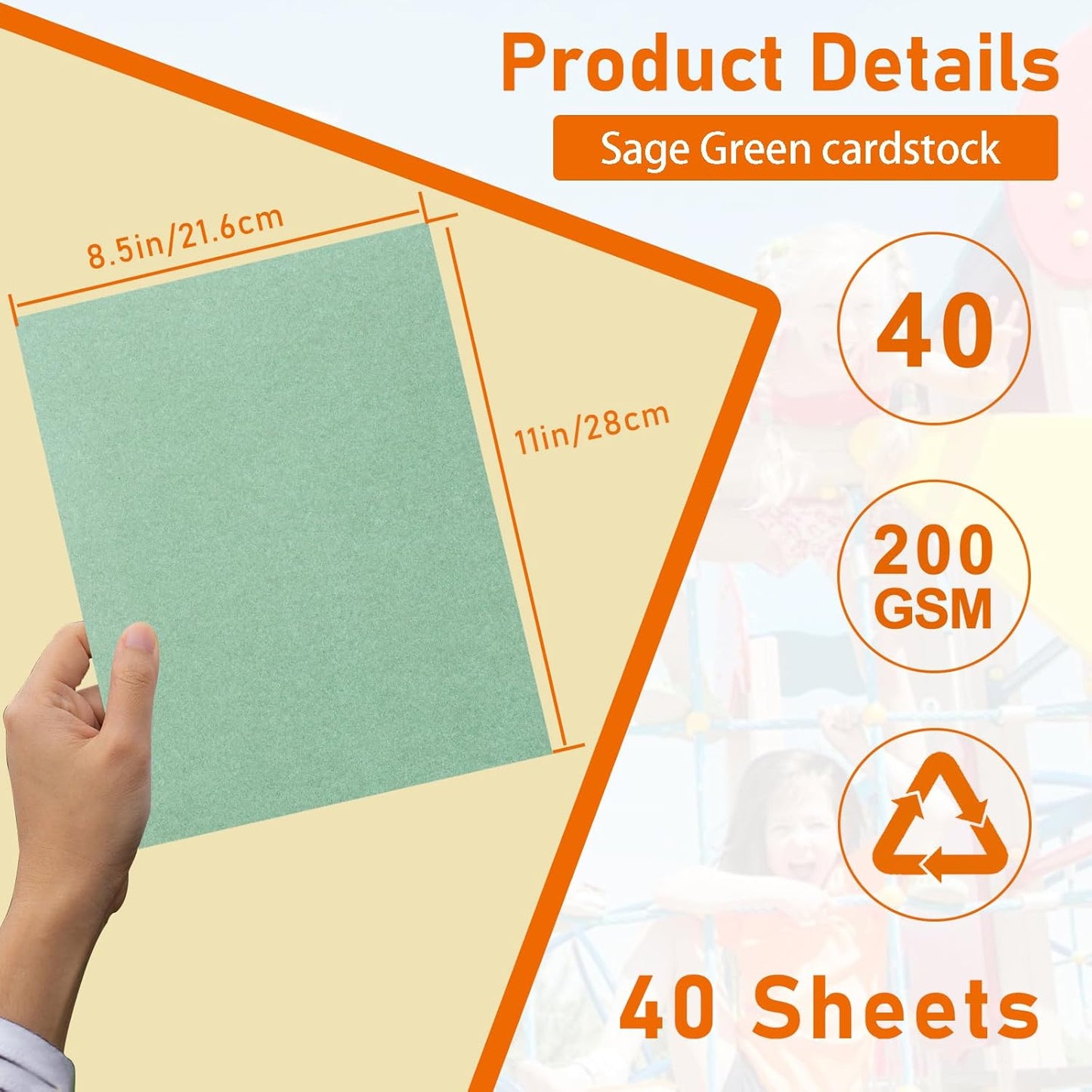 Guakicae 40 Sheets Sage Green Cardstock 8.5 x 11 Craft Paper, 200gsm/75lb Premium Card Stock Craft Paper for DIY Card Making, Wedding Invitations, Thank You Cards, Menus, Birthday Party