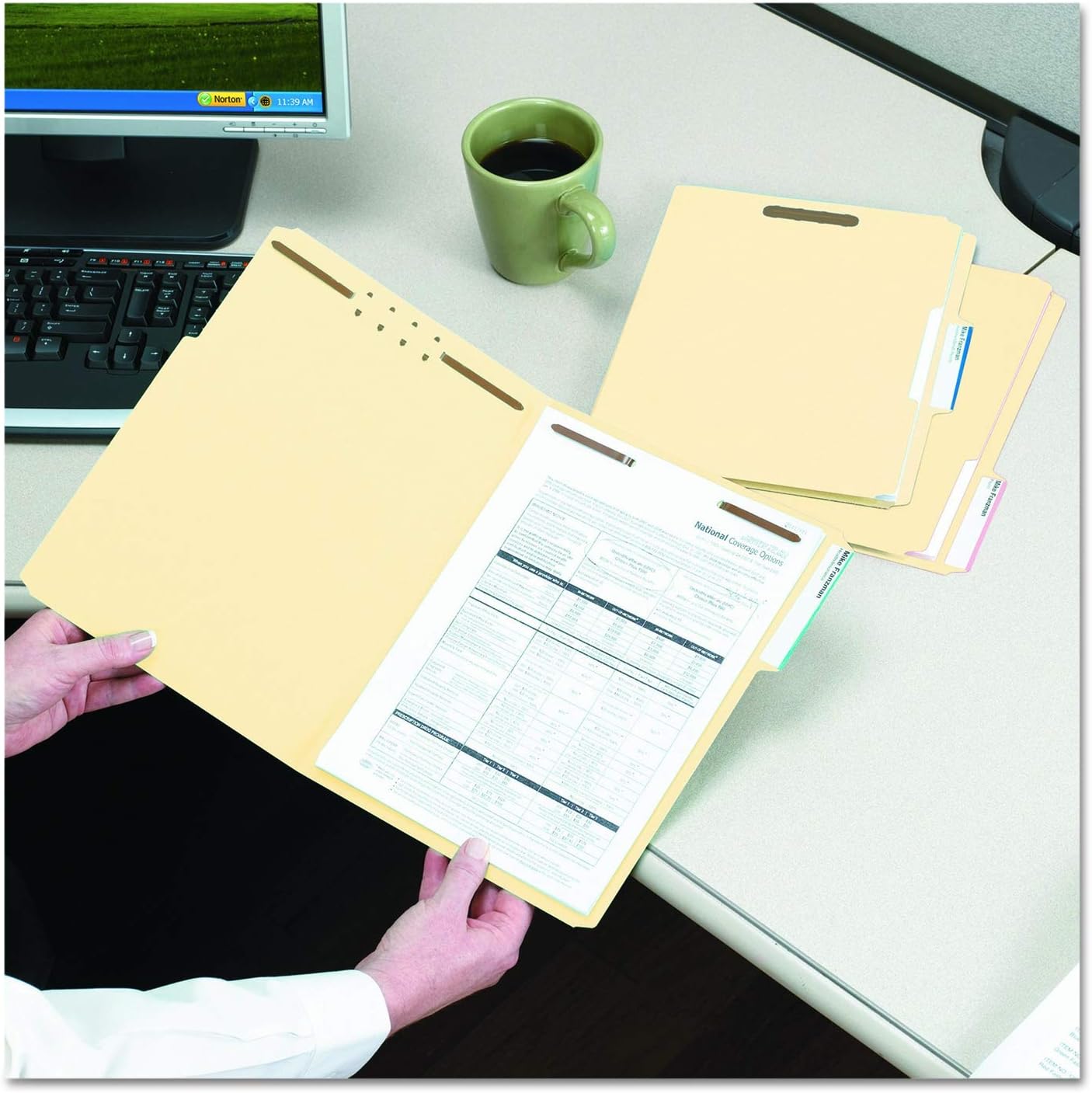 Smead Fastener File Folder, 2-Pack, Reinforced 1/3-Cut Tab Right Position, Letter Size, Manila, 50 per Box (14538)