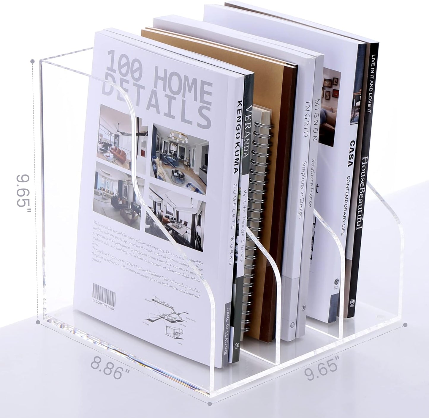 HeZone Acrylic Magazine Rack File Holder Desk Organizers and Storage 2-Pack Small Clear Acrylic Vertical Magazine Holder Book Stand for Office Desk