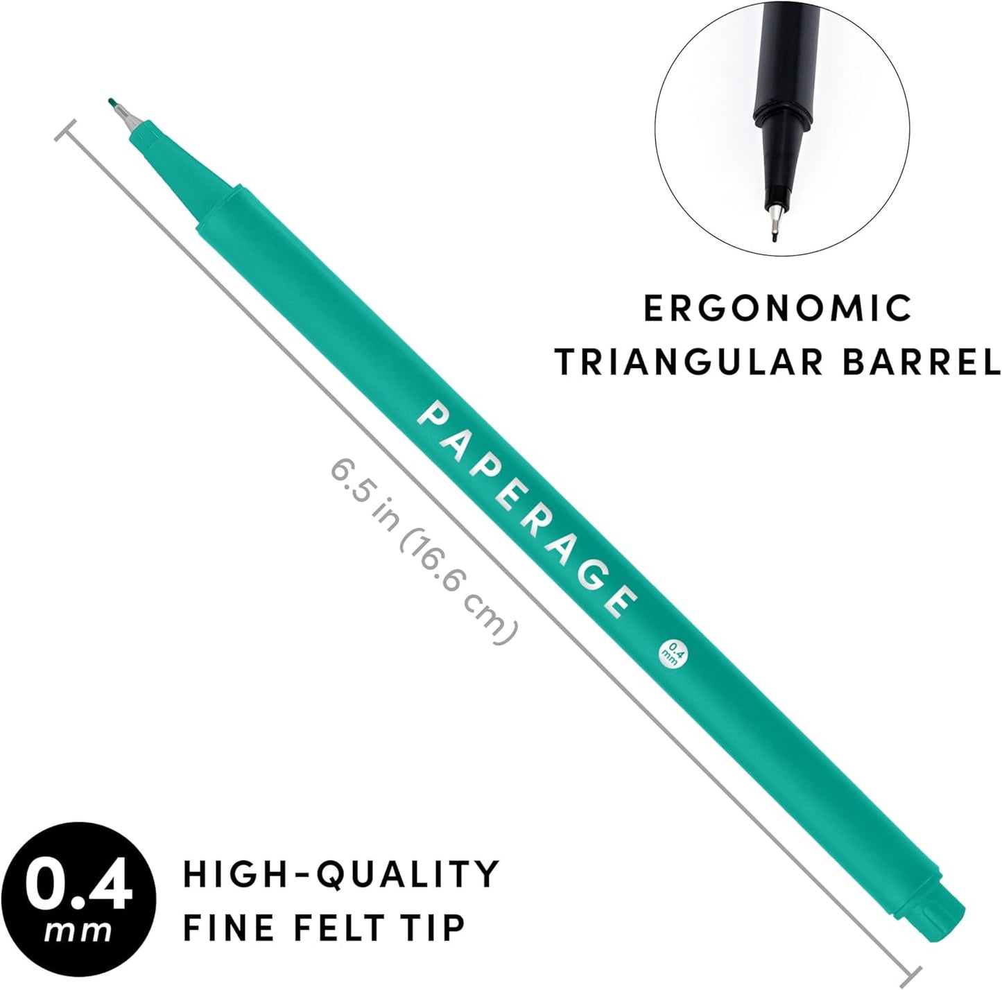 PAPERAGE Felt Tip Fine Point Pens (0.4mm), 12 Pack, Pens For Journaling, Notebooks, Planners, Calendars & Drawing, Great for School, Office, & Home (Black Ink)