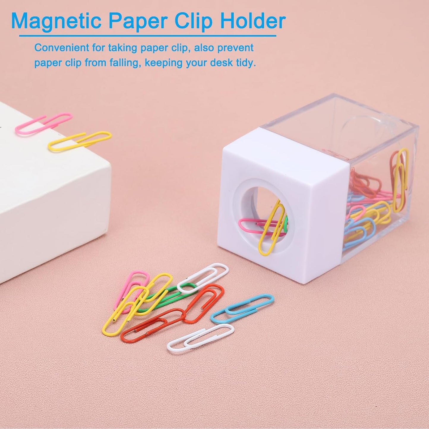 PATIKIL Magnetic Paper Clip Holder Dispenser, Large Capacity Paper Clip Organizers with Magnetic Top for Desk Supplies, Office, Classroom, Home, Purple