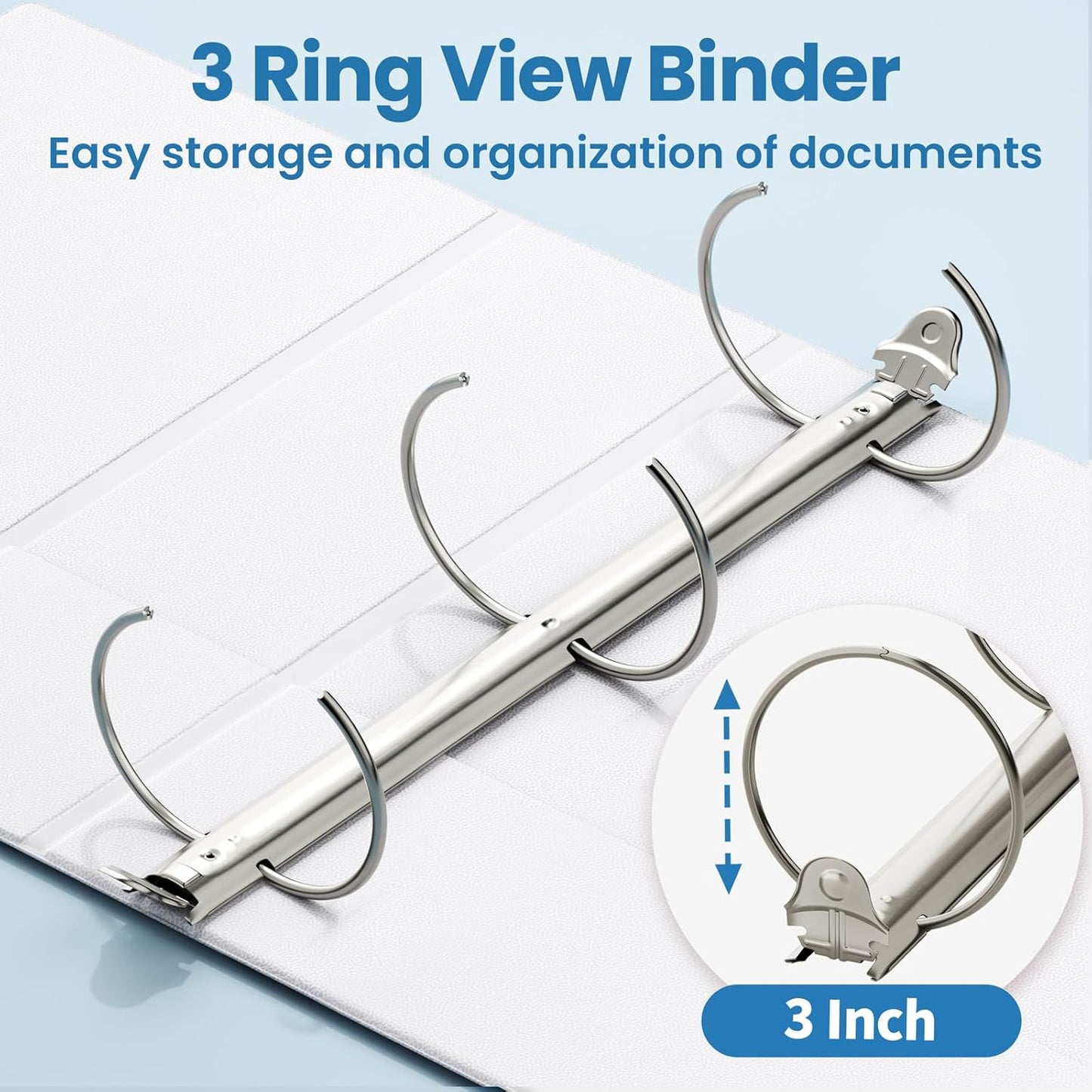 SUNEE 3 Ring Binder 3 Inch 1 Pack, Clear View Binder Three Ring PVC-Free (Fit 8.5x11 Inches) for School or Office Supplies, Pink