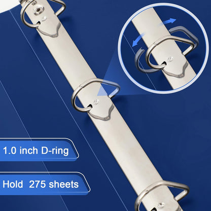 8 Pcs 11 x 17 Inches View Binders 1 Inch 3 Rings Heavy Duty View D Ring Binders Economy Holds 11" x 17" Paper for Artwork Blueprints, Office, Home, Work Places (Black)