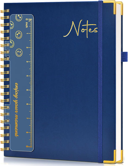Hardcover Spiral Notebook Journal 8.5” x 11”, A4 Large Leather Notebooks for Women Men, Lined College Ruled Notebook, 50 Sheets/100 Pages, Spiral Bound Journals for Work School Note Taking, Green