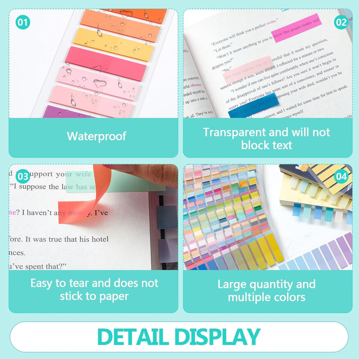 ReliThick 8000 Pcs Writable Sticky Tabs, 40 Colors Book Notes for Annotating Books, Self-Adhesive Index Tabs for Bible, Planner, Notebook, School & Office Supplies