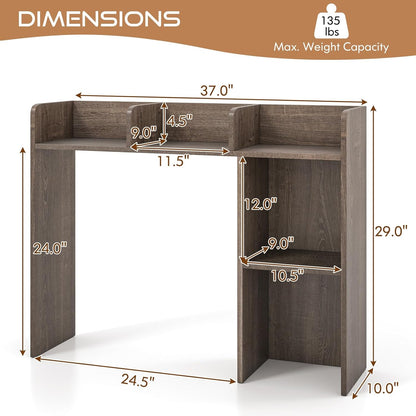 Tangkula Desktop Bookshelf, Countertop Storage Hutch with 5 Shelves for Computer Desk, Desk 3-Tier Display Rack, Multipurpose Wood Desktop Hutch Storage Organizer for Dorm Office Home