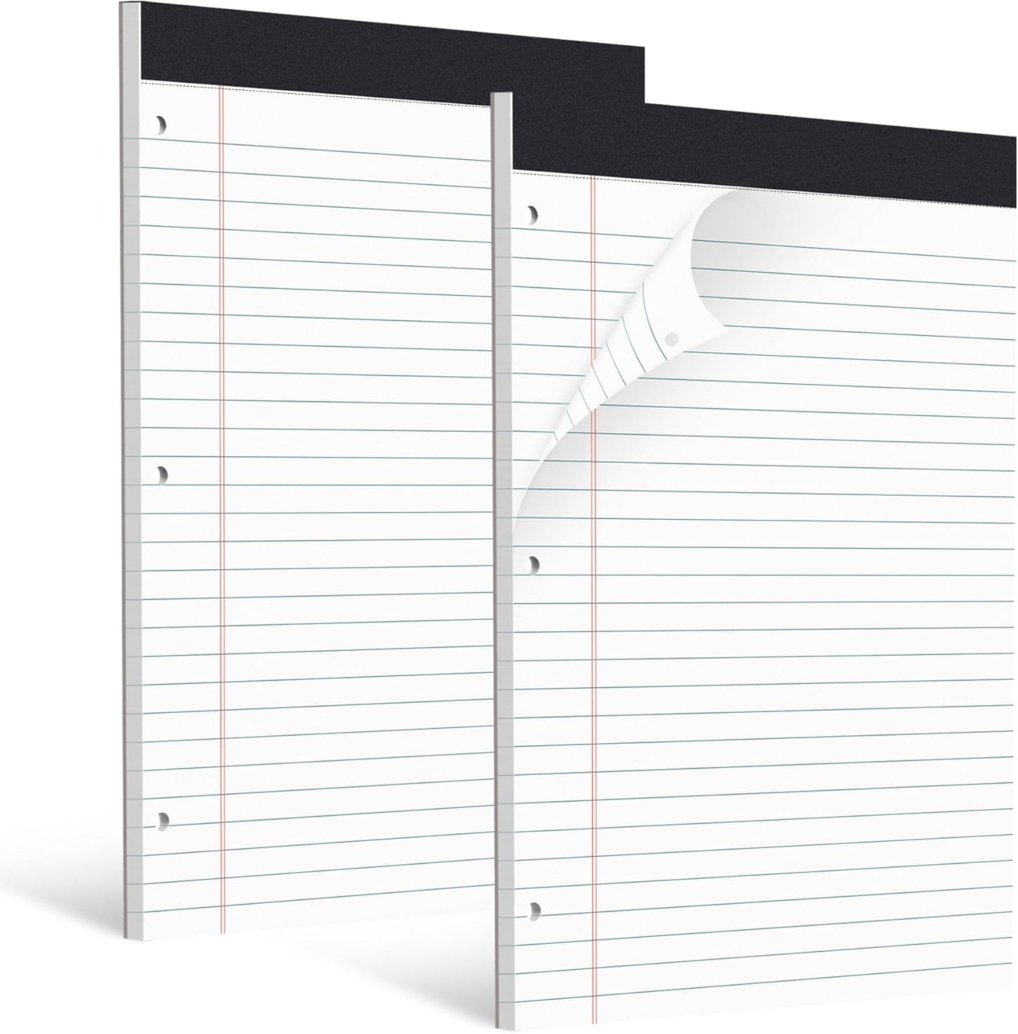 HAUTOCO 6 Pack 8.5 x 11 Legal Pads White Wide Ruled Notepads Perforated Writing Pads, 30 Sheets Per Notepad, 3-Hole Punched Paper, Writing Note Pads for School, Home, Office, Business