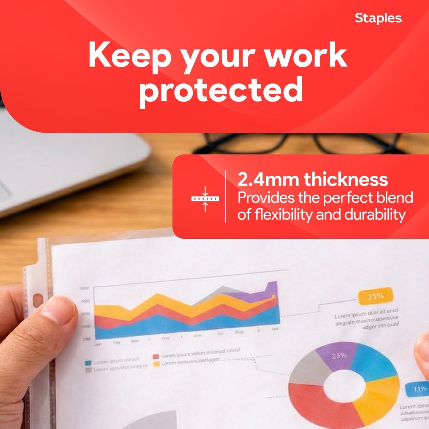 Staples Sheet Protectors, 8.5" x 11" – Top-Loading Clear Page Protectors, 2.4 Mil Standard Weight, 200-Pack
